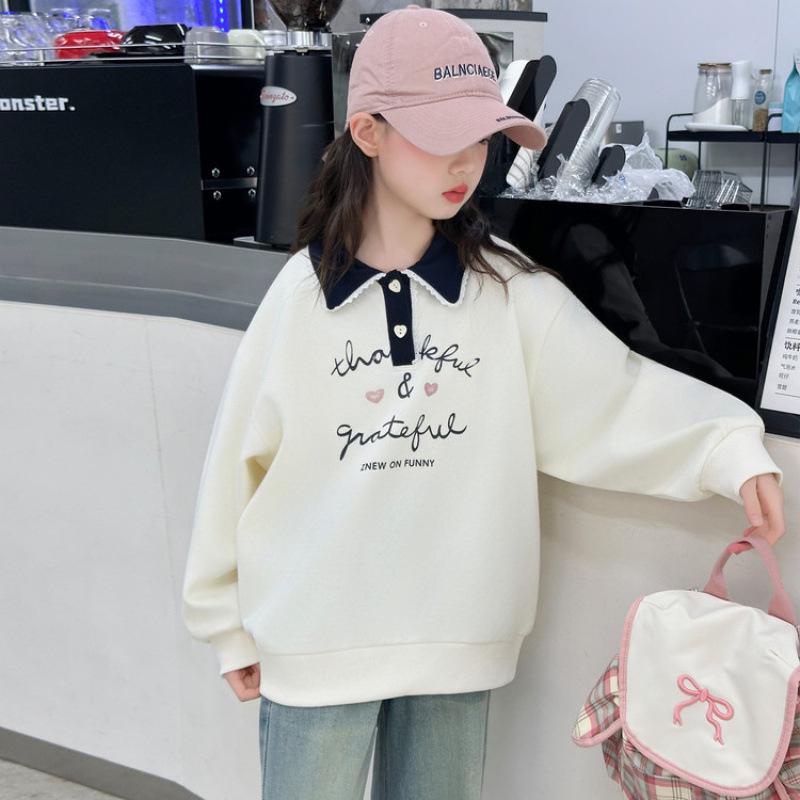 Универсальный стильный свитшот с воротником поло для девочек - Осенняя и весенняя мода