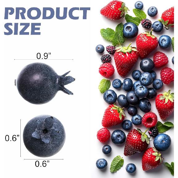 Crafare 60Pcs Artificial Blueberries - Lifelike 0.6" Frosted Fake Blueberry, Fake Fruit for Store Displays, Cake Shops, Vase Fillers & Photography
