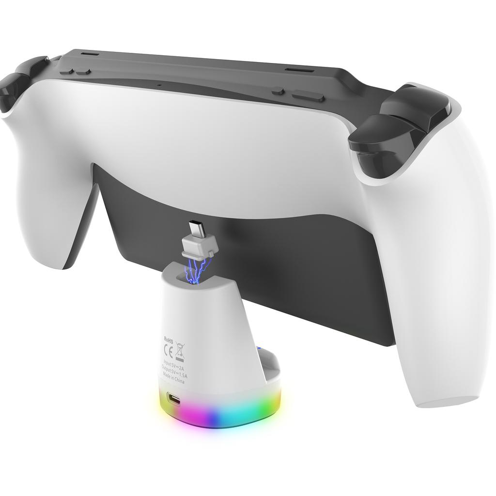 Цветная зарядная подставка для PS5 Portal с яркими RGB-эффектами освещения, Магнитная контактная зарядка и База для зарядки контроллеров