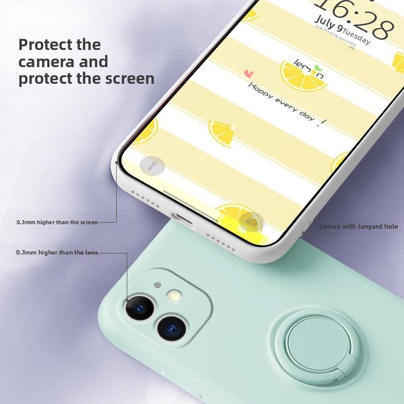 Подходит для чехла для телефона iPhone 17 Pro Max Apple 16 Чехол с кольцом-держателем из жидкого силикона 14 Ударопрочный защитный чехол