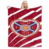 Heart Emblem with Red Stripes Flannel blanket for bedroom, living room, sofa, and nap