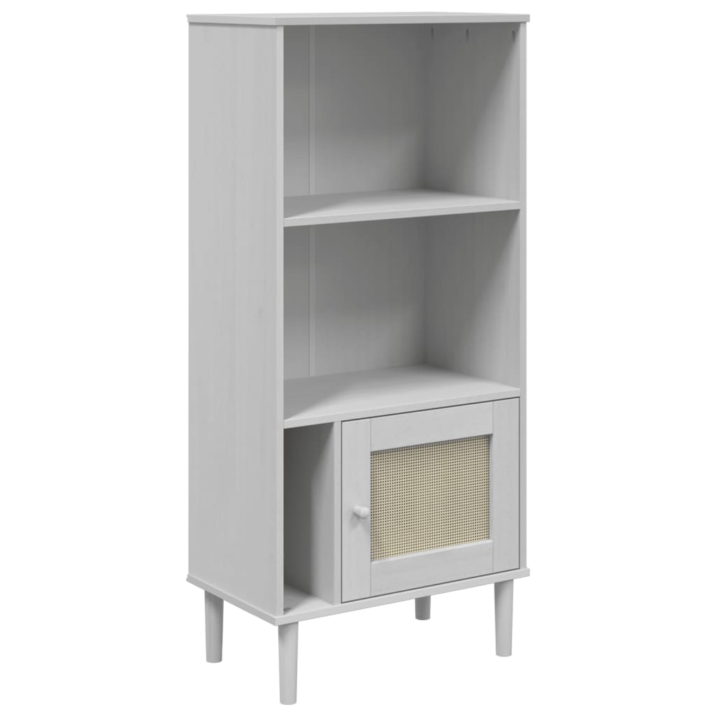 SENJA Bookshelf Rattan Look White 60 x 35 x 130 cm Pine Wood