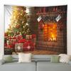 Home Decor Art Wall Hanging Dorm Bedroom Living Room Christmas Tapestry Santa Christmas Tree Ball Gift Fireplace Decoration