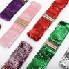 Eye Catching Shinny Waistband Gold Buckle Disc Belts Special Design Sequin Stretch Belt  Women Girl