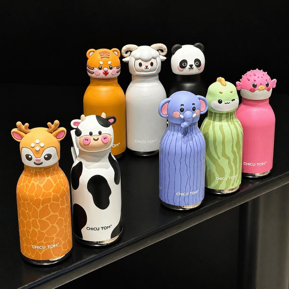 Cartoon Animal Shapes Insulated Water Bottle 480ml Vacuum Insulated Bottle For School Office Home