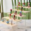 1-5 Tier Wood Acrylic Display Stand Cosmetic Organizer Display Riser Rack for Cupcake Perfume Doll Figure Shelf Home Storage