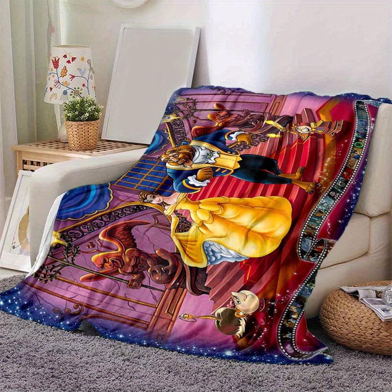 1pc Disney Beauty and the Beast Blanket, Home Decor, Office Napkin, Outdoor Picnic Rug, Gift for Kids & Adults (79x55 inches)
