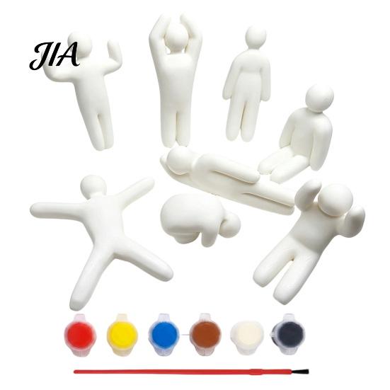 Handmade Art Collection 8Pcs Paintable Blank 3D Printed Chameleon Figurines, DIY Unpainted White Craft Project Model Kit with Painting Brushes,