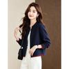 D.F.DEAR Women's Color-Block Zip-Up Crewneck Sweatshirt Jacket