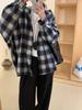 Модная свободная клетчатая куртка-рубашка с капюшоном для женщин – Верхняя одежда большого размера с длинным рукавом для весны/осени