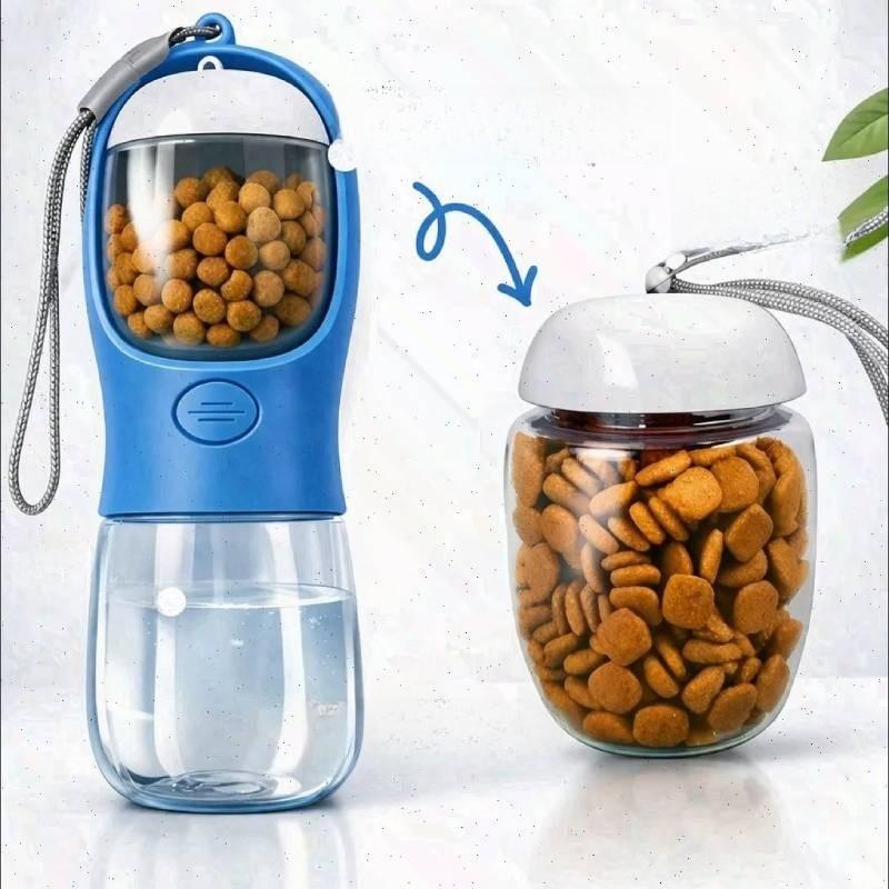 Бутылка для воды для домашних животных с кормушкой для собак и кошек, портативная пластиковая, для путешествий на открытом воздухе