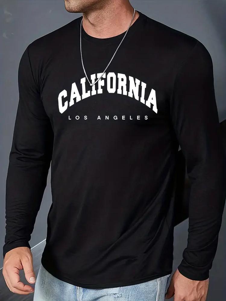 Футболка California с круглым вырезом и длинными рукавами, стильная повседневная одежда, удобный крой, всесезонный полиэстер