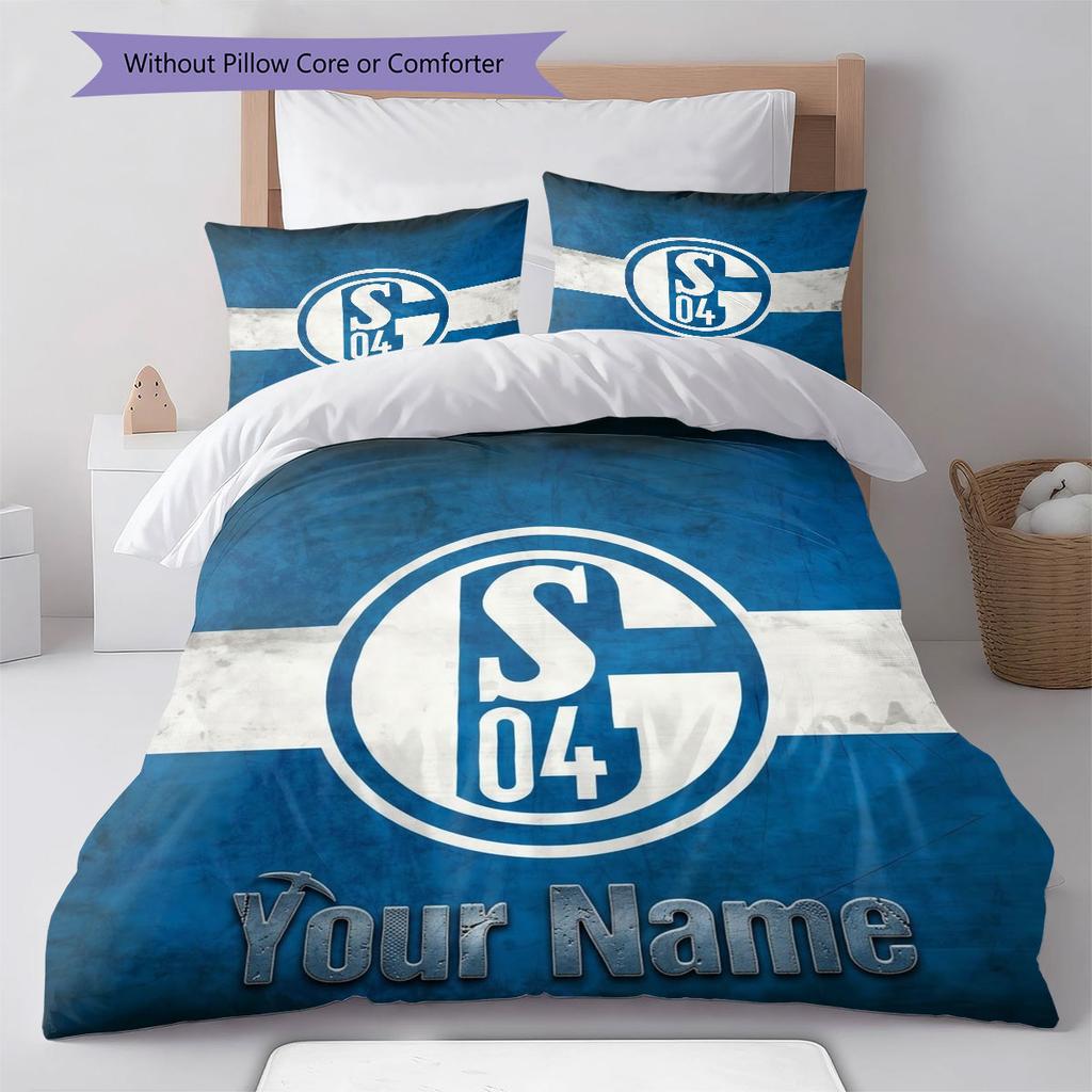 FC Schalke 04 Custom Name Pattern Bedding,Quilt Set Quilt Cover Pillowcase Home Birthday Gift(1 * duvet cover + 2 * pillowcase, without core)