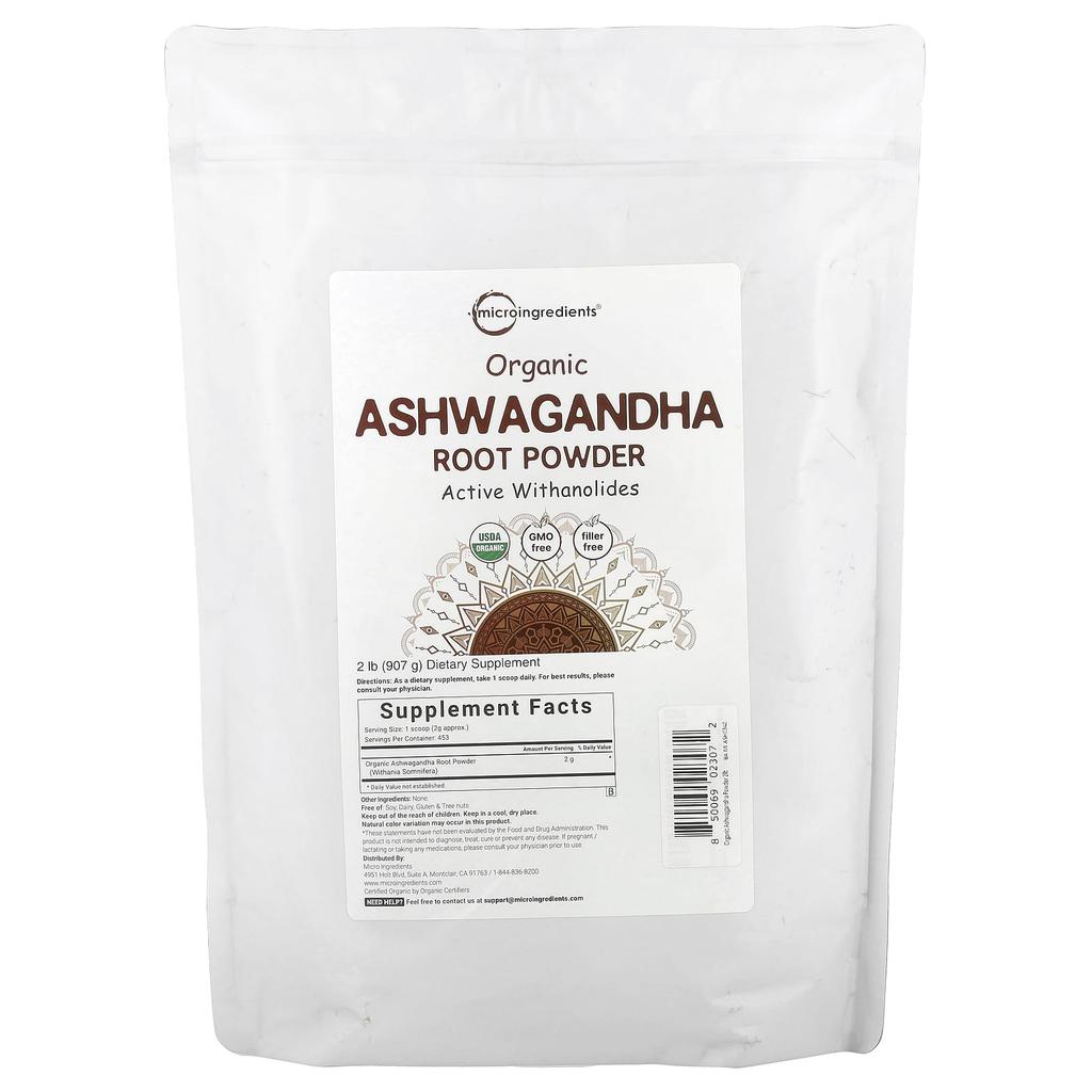 Micro Ingredients Organic Ashwagandha Root Powder, 2 Lb (907 G)