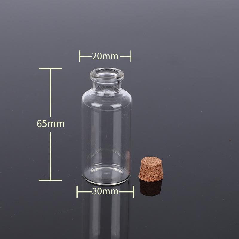 Small Transparent Glass Bottle with Cork Stopper