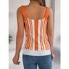 QICED Spring Summer V-neck Button Contrasting Color Cut-out Knitted Sweater Vacation Halter Top Women's Wear