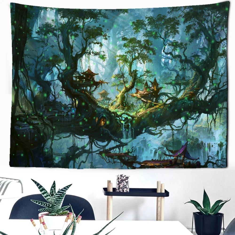 Волшебный лесной домик на дереве Замок Узор Модный домашний декор Гобелен Гостиная Спальня Гобелен