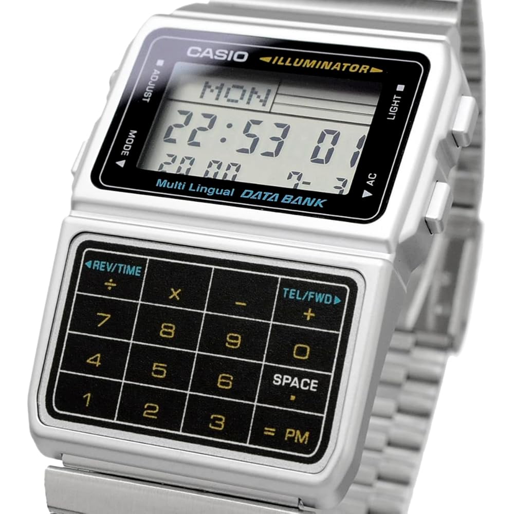 Casio Data Bank DBC-611-1 Digital Watch Men's Silver Black Stainless Steel