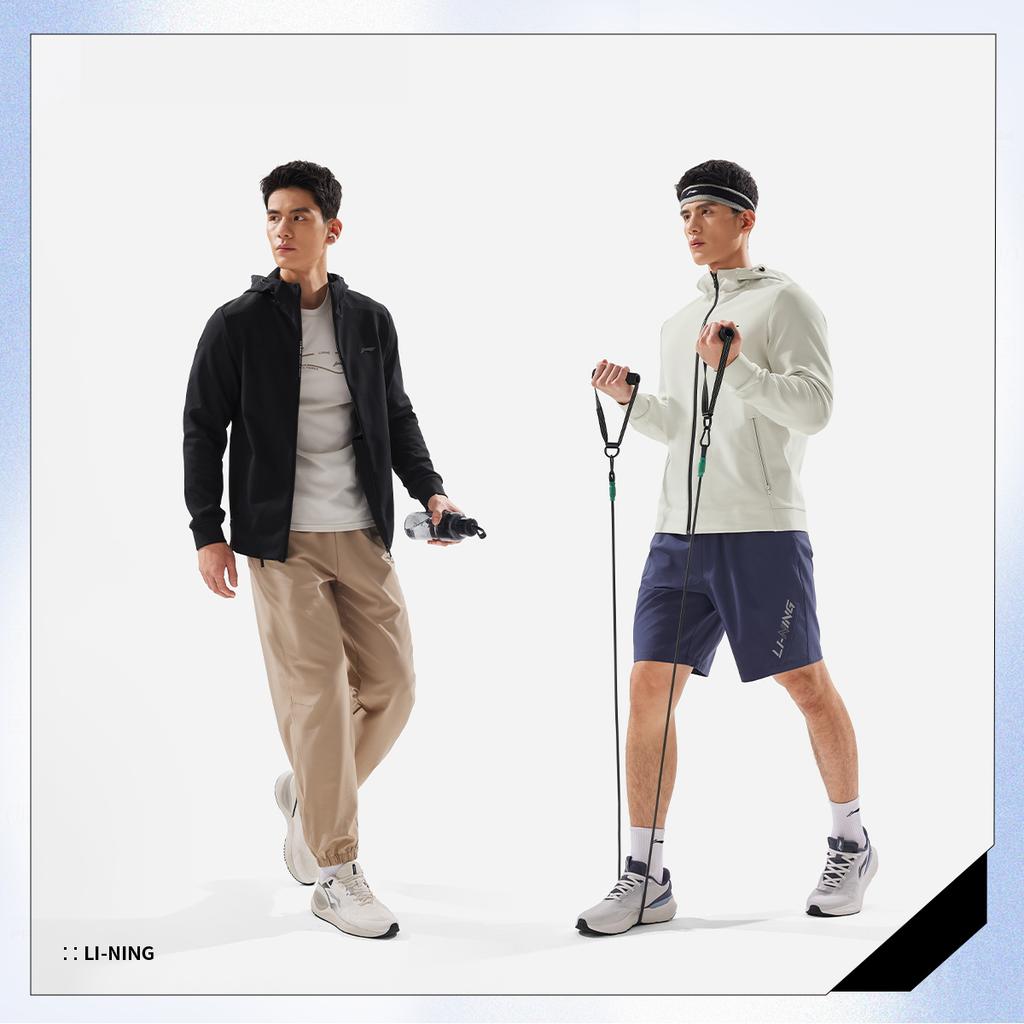 Li-Ning Мужская спортивно-повседневная куртка с капюшоном на флисовой подкладке, простроченная, AWDV975-3