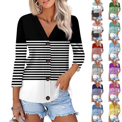 Женская модная повседневная рубашка на пуговицах с принтом, топ с рукавами 3/4