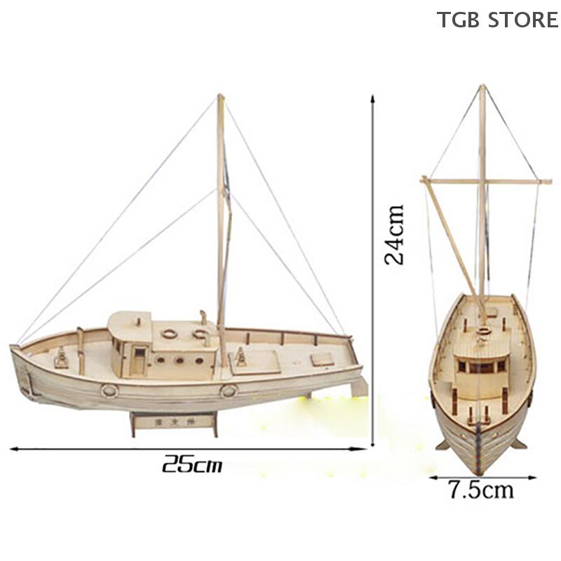 1Set 1:30 Wooden DIY Ship Assembly Model Sailboat Wooden Kit Puzzle Toys Gift