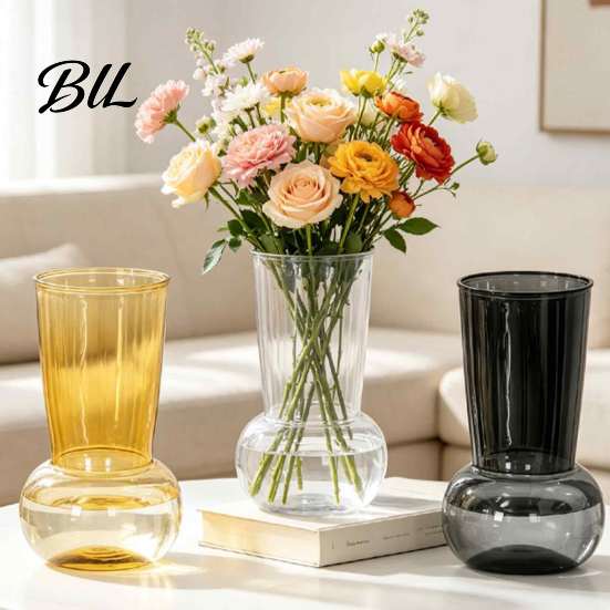 Durable Transparent Vase for Long Stem Flowers Hydroponic Flower Vase, Modern Style Imitation Glass Wide Body Clear Water Storage Indoor Plants Sturdy