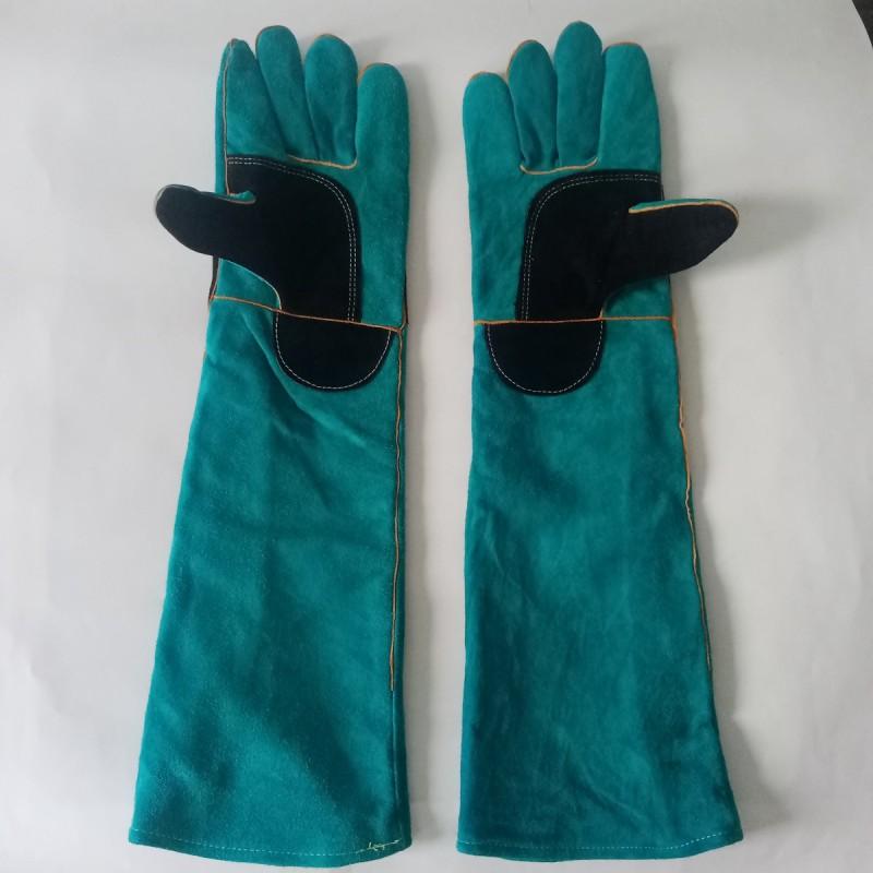 Heavy Duty Leather Dog Bite Proof Gloves Training Cats Dogs Reinforced Thumb Back Protection Cowhide Welding Work
