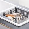 Drain Rack Adjustable Retractable Dish Drying Basket Space Saving Kitchen Sink Organizer