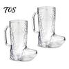 Novelty Drinking Glass Clear Cowboy Boot Cup, 17oz Plastic Western with Unique Style Mug Handle for Clear, Party Cup Beer Whiskey Theme