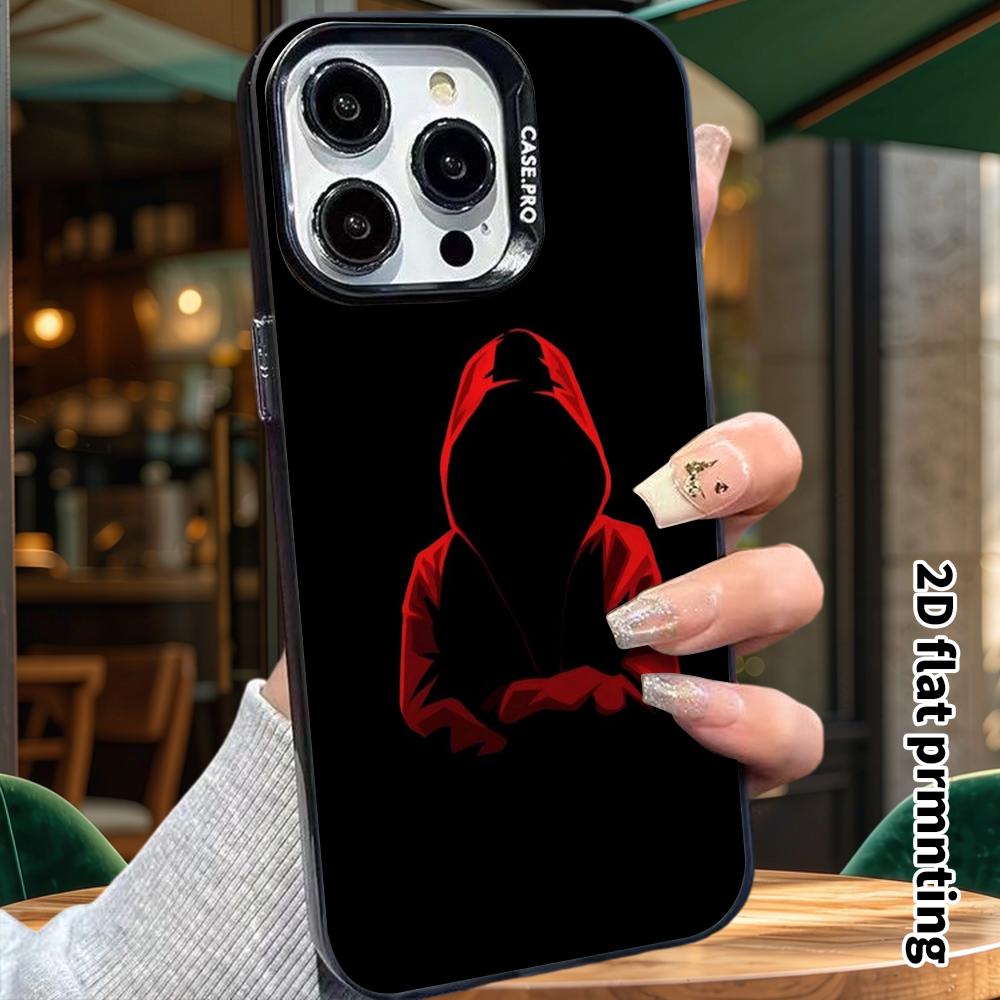 Чехол для телефона: 2D плоский, подходит для защитного чехла iPhone 18, 17, 16, 15, 14, 13, 12Pro, силуэт красной толстовки, идеальный праздничный подарок на Рождество и Хэллоуин