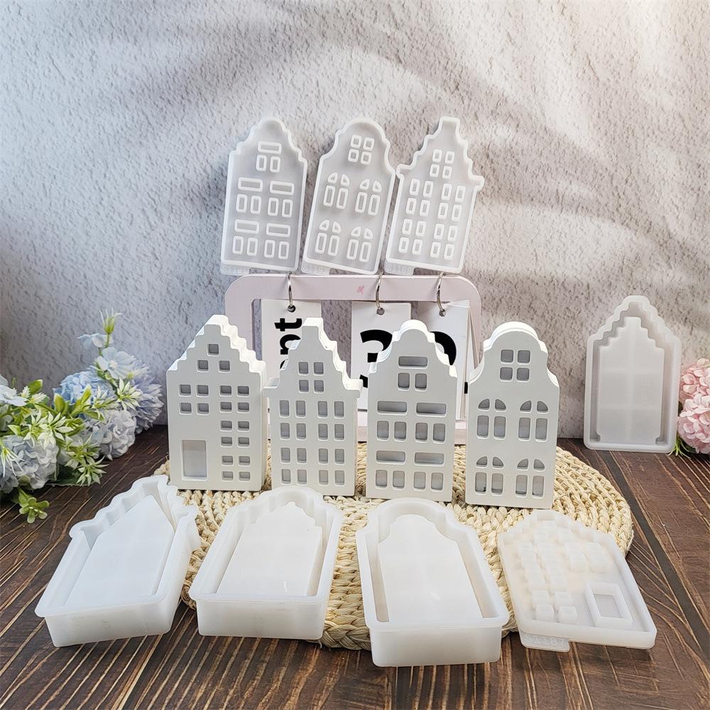 Силиконовая форма для дома, DIY, ручная работа, подсвечник, формы для литья бетона, смолы, гипса, инструменты для изготовления поделок, подарок, декор для дома