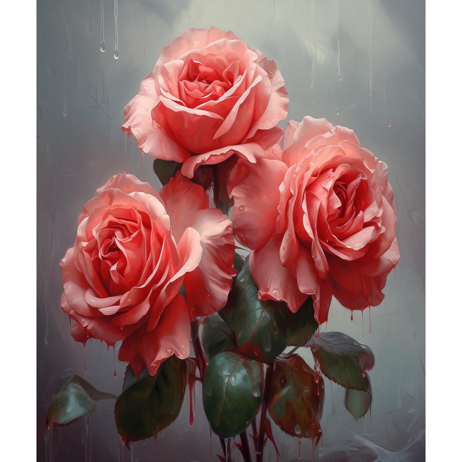 RUOPOTY Акриловая картина по номерам, набор красок, раскраска по номерам, розовые цветы, настенное искусство для рукоделия, подарок для взрослых на холсте