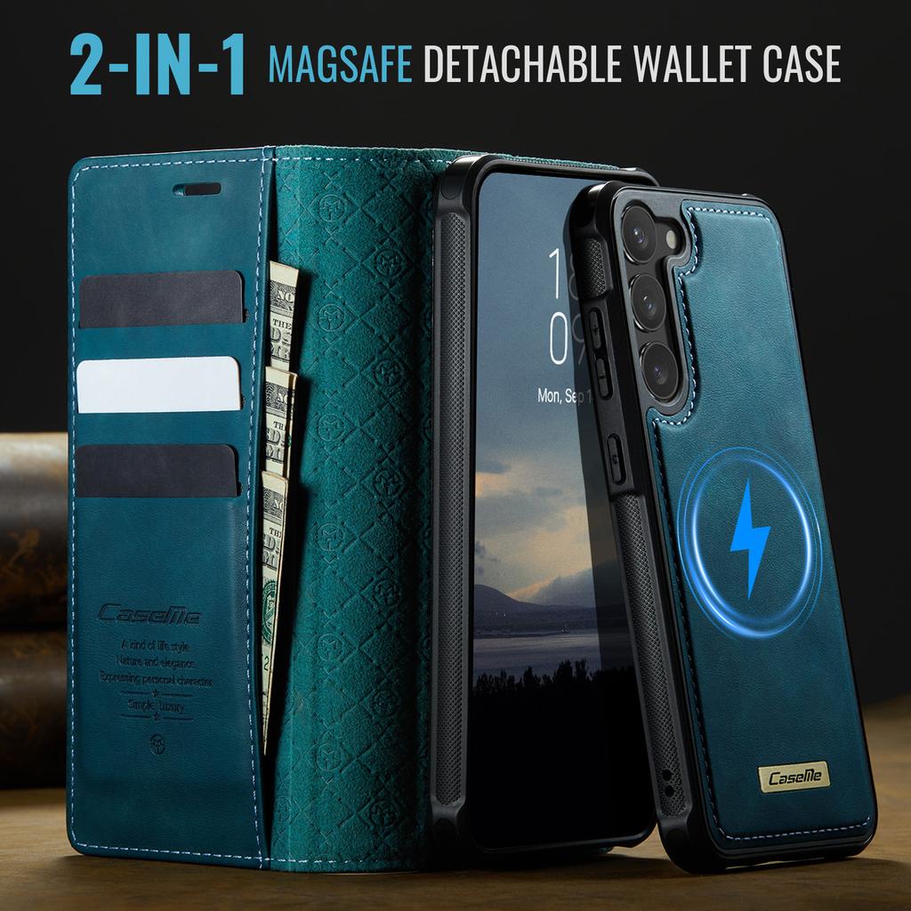 For Samsung Galaxy S23+ Case CASEME C49 Compatible with MagSafe RFID Blocking Detachable Wallet Leather Phone Cover