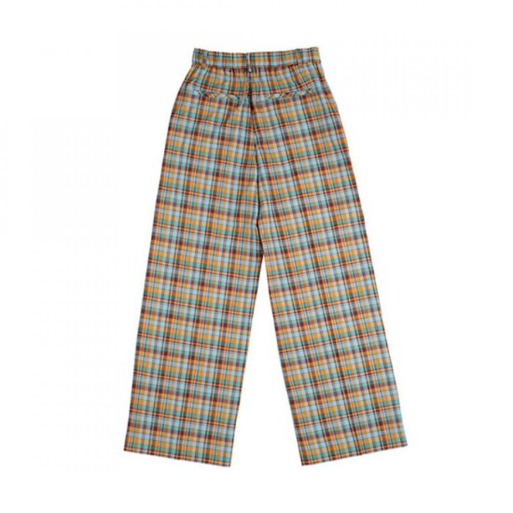 People Of The World Check Elastic Waist Wide Leg Pants 23fw