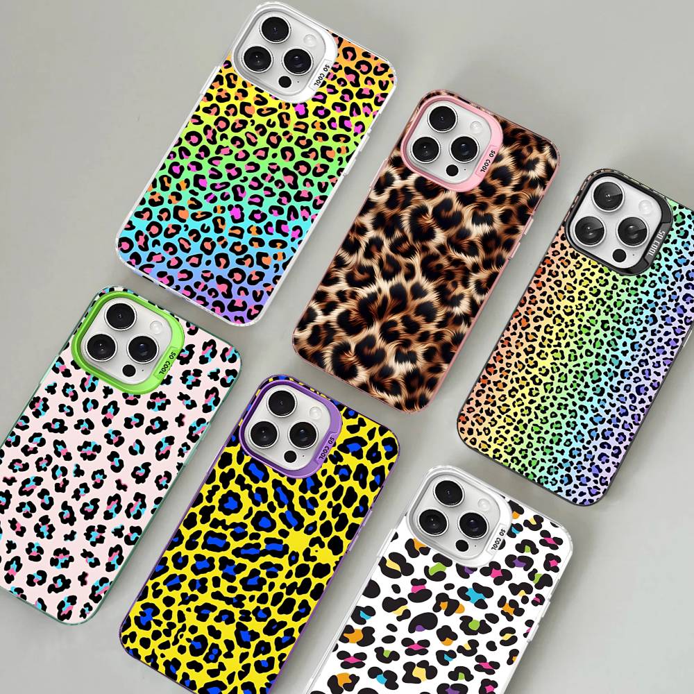 Классический чехол для телефона с леопардовым принтом и гепардом для iPhone 17 16 15 14 13 12 11 Pro Max Plus Серебристый цвет