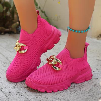 Модная женская обувь 2025 Новые слипоны Женские вулканизированные туфли Модная металлическая отделка Большие размеры Уличные Повседневные Дышащие кроссовки