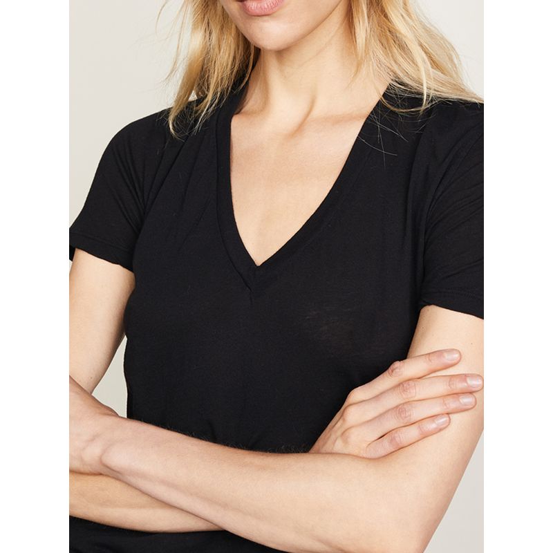 2025 Summer New V Neck Short Sleeve T-shirt Modal Cotton Ins Easiest for Match Pure Color Slimming Women's Shirt Elegant Fashion