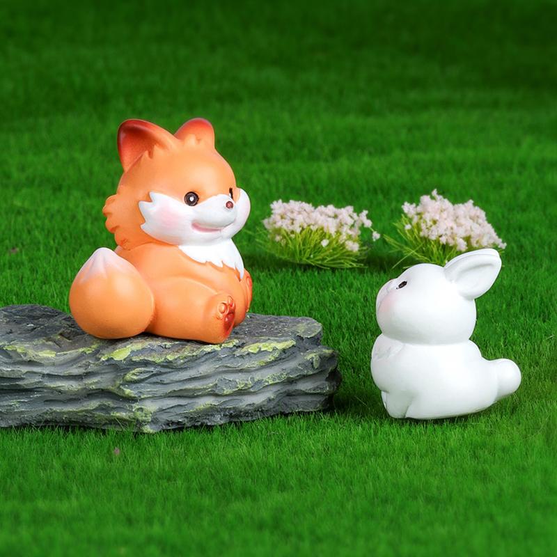 Милый мультфильм лиса и кролик микро пейзаж суккулентное украшение смола рукоделие настольные DIY маленькие украшения домашнее ремесло