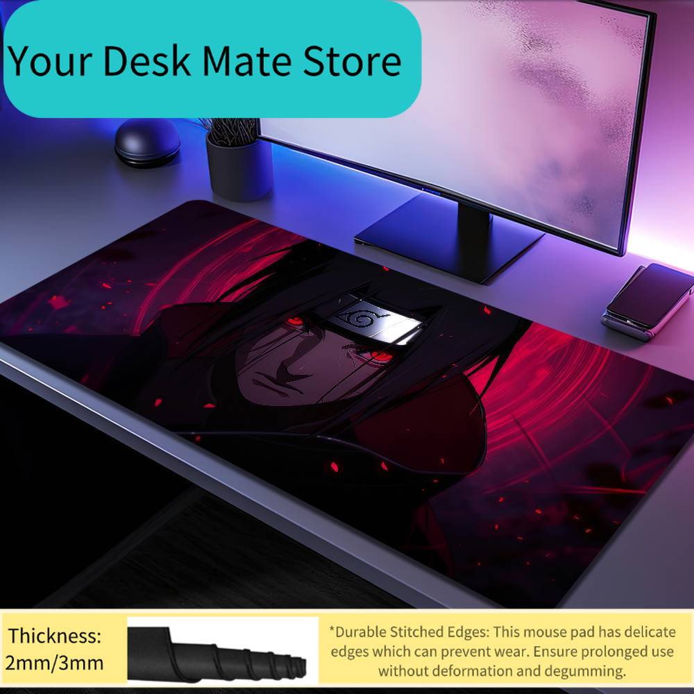 Anime NARUTO Uchiha Itachi Mousepad Large Desk Mat Keyboard Ergonomic Office Rubber PC Non-slip Anti-fray Home Custom Game