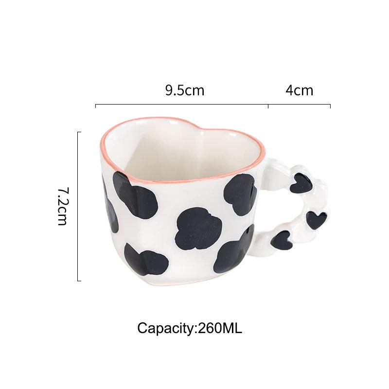 Милая кофейная чашка в форме сердца с блюдцем в стиле Ins, расписанная вручную, керамическая кружка Love, праздничные подарки, чашка для послеобеденного чая, чашки для завтрака