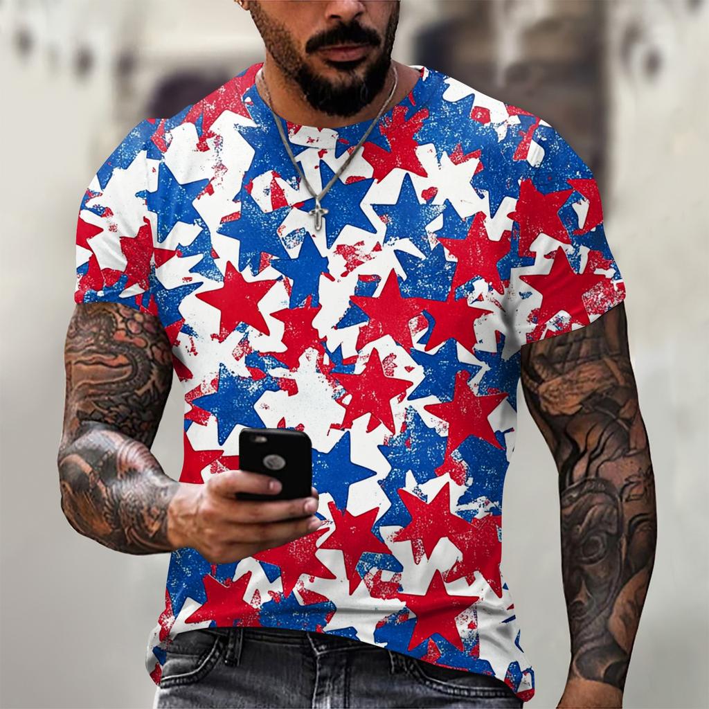 Летняя мужская популярная футболка с круглым вырезом и коротким рукавом с принтом