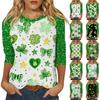 Женская ул.. Топ с принтом ко Дню Святого Патрика, круглым вырезом и рукавом три четверти