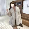 2024 новая шуба из искусственной лисы, женская утолщенная, средней и длинной длины, имитация овчины, молодая шуба