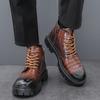 Модные мужские ботинки на платформе в британском стиле, деловые, повседневные, на молнии, мужские ботильоны, модные, коричневые, с высоким верхом, оригинальные кожаные ботинки для мужчин
