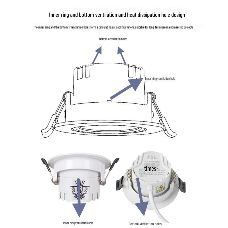 FSL LED Commercial Recessed Anti-Glare Ceiling Spotlight