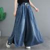2024 Summer Plus Size Women Jeans Long Pants Basic Trousers Loose Wide Leg Pants Casual Solid Blue Large Size