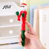 Cute And Interesting Pen Christmas Creative Boxing with Moving Figure Fun Animated Novelty Ballpoint Smooth Ink Students Stress Relief Neutral