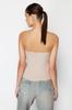 Women Fashion New Blouse Mink Strapless Fitted Woven Blouse