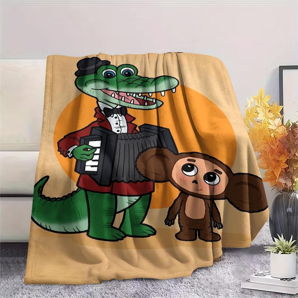 1PC Custom Name Cheburashkas Patterned Flannel Blanket Suitable For All Seasons for Home Decor Warmth and Comfort Gifts Holiday Present
