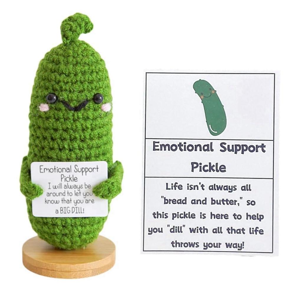 Funny Wool Knitting Doll with Heart-warming Words Card Emotional Support Doll Home Decoration Figurines